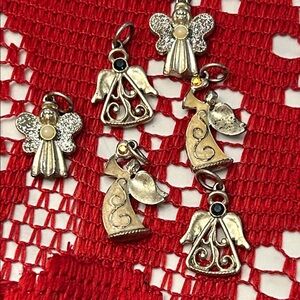 Vintage Silver Angel Charms set of 6